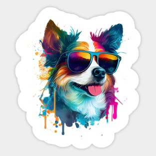 Colourful cool Border Collie dog with sunglasses Sticker